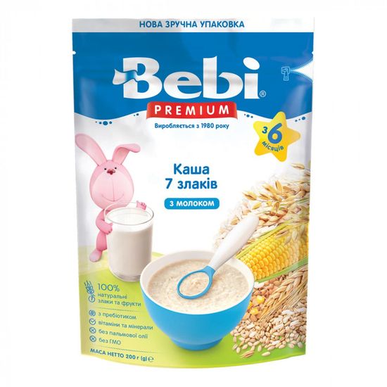 Каша молочная Bebi Premium 7 злаков, с 6 мес., 200 г, арт. 1105062