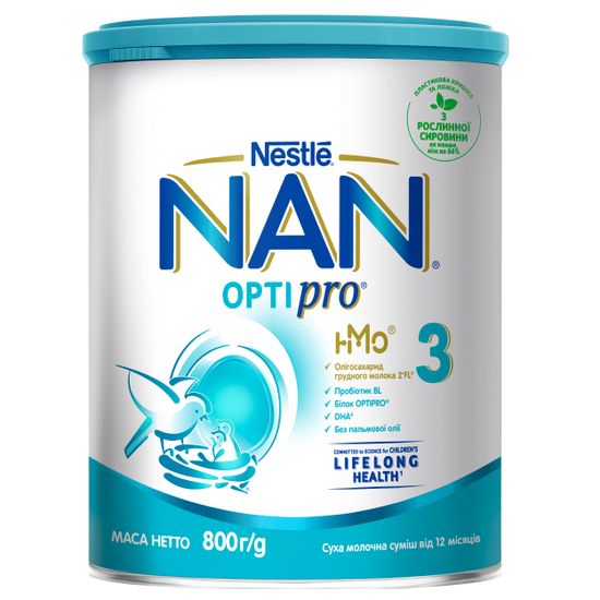 Сухая молочная смесь NAN 3 Optipro с олигосахаридами, с 12 мес., 800 г, арт. 12442888