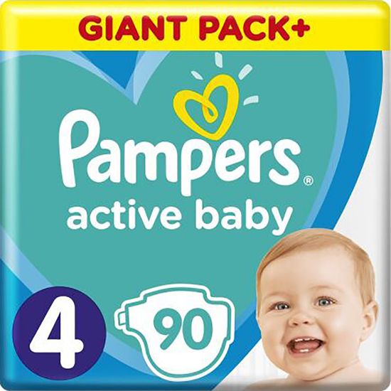 Подгузники Pampers Active Baby, размер 4, 9-14 кг, 90 шт, арт. 8001090950376