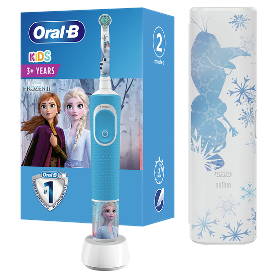 Набор Oral B "Frozen": электрическая зубная щетка и дорожный чехол, от 3 лет, арт. 741683, цвет Голубой