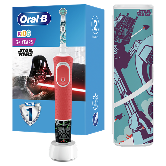 Набор Oral B "StarWars": электрическая зубная щетка и дорожный чехол, от 3 лет, арт. 741682, цвет Красный