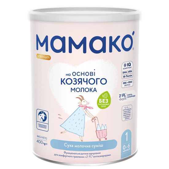 Сухая смесь Мамако Premium 1 на козьем молоке, с олигосахаридами, 0-6 мес., 400 г, арт. 1105302