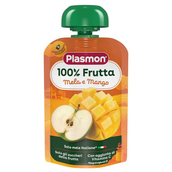 Фруктовое пюре Plasmon из яблока и манго, с витамином С, с 6 мес., 100 г, арт. 1136128