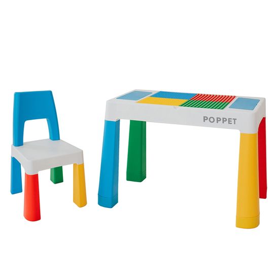 Многофункциональный стол 5 в 1 и стул Poppet Колор, арт. PP-002, цвет Голубой