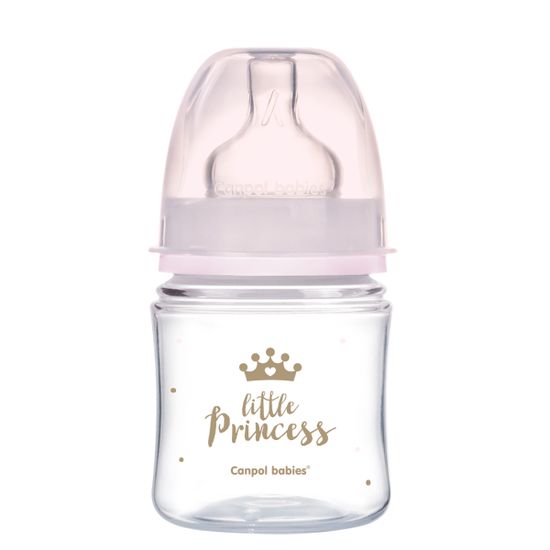 Бутылочка Canpol babies "Easystart – Royal baby" с широким отверстием, антиколиковая, 120 мл, арт. 35.233, цвет Розовый