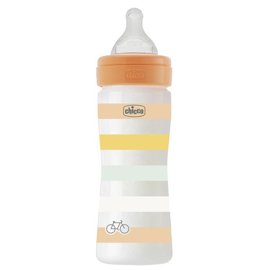 Бутылочка пластик Chicco Well-Being Colors, 250мл, соска силикон, 2м+, арт. 28623.00, цвет Оранжевый
