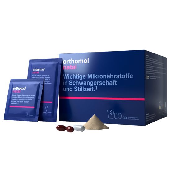 Вітаміни для жінок під час вагітності та лактації Orthomol "Natal", 30 днів, гранули-капсули, арт. 4260022697978