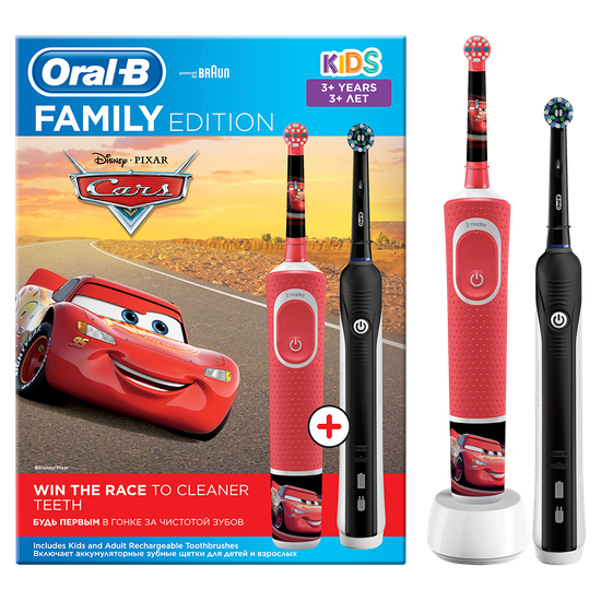 Електрична зубна щітка Oral B "Cars", від 3 років, арт. 741301, колір Красный с черным