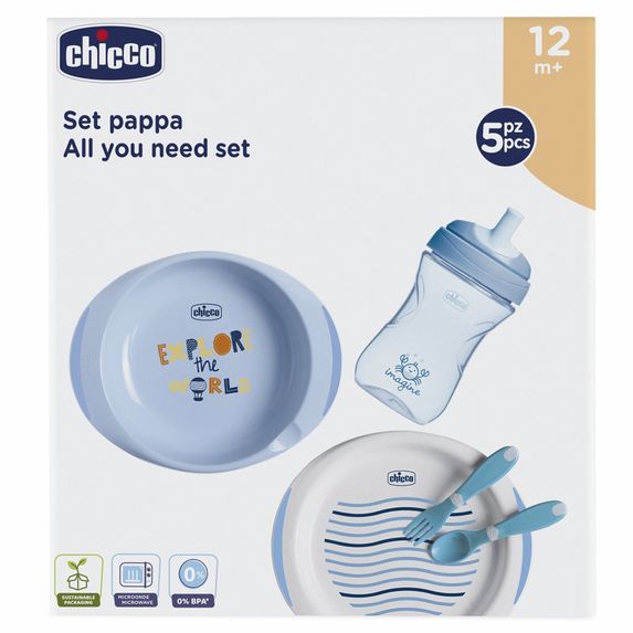 Набор посуды Chicco Meal Set, 12м+, арт. 16201, цвет Голубой