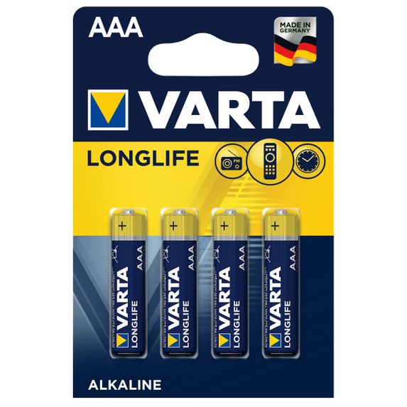 Батарейки Varta High Longlife AAA Alkaline, 4 шт, арт. k.4103101414